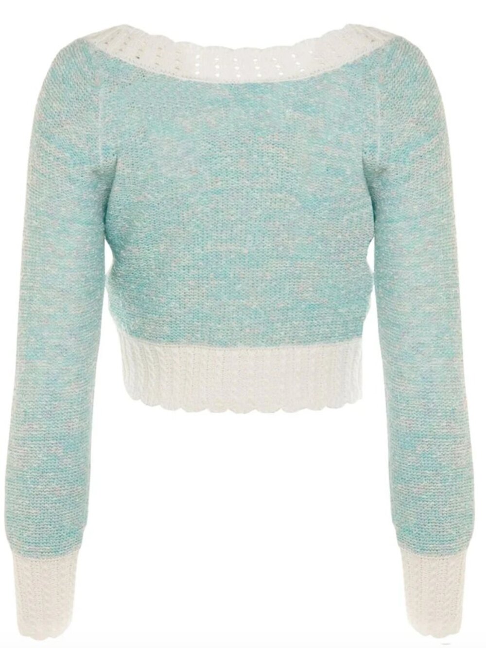 LoveShackFancy Exclusive Geneve Crop Cardigan Sweater in Cotton Candy Blue - Picture 2 of 11